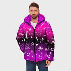 Куртка зимняя мужская Тату Лил Пипа на фиолетовом, цвет: 3D-черный — фото 2
