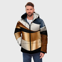 Куртка зимняя мужская Золотистые вставки абстракции, цвет: 3D-красный — фото 2