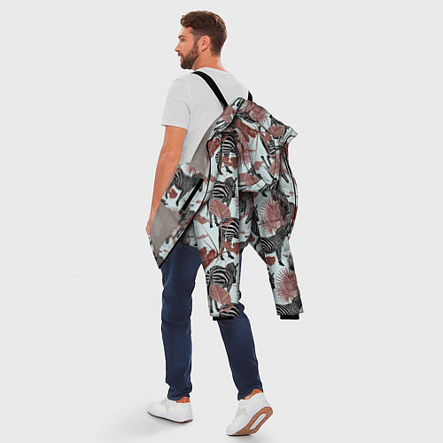 Мужская зимняя куртка Зебры в пальмах / 3D-Светло-серый – фото 5