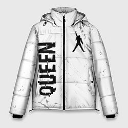 Куртка зимняя мужская Queen glitch на светлом фоне вертикально, цвет: 3D-черный