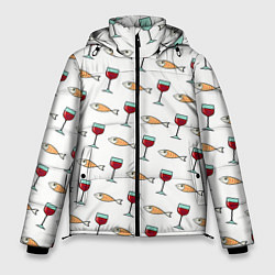Куртка зимняя мужская Фокус с с исчезновением рыбы и вина, цвет: 3D-черный
