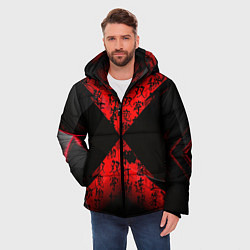 Куртка зимняя мужская Иероглифы и текстуры, цвет: 3D-красный — фото 2