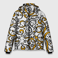 Куртка зимняя мужская Жёлтый кружевной узор, цвет: 3D-черный