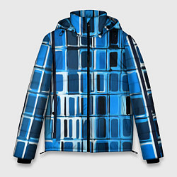 Куртка зимняя мужская Синие прямоугольники, цвет: 3D-черный