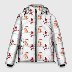 Куртка зимняя мужская Снеговики и снежинки, цвет: 3D-светло-серый