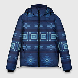 Куртка зимняя мужская Blue tribal geometric, цвет: 3D-красный