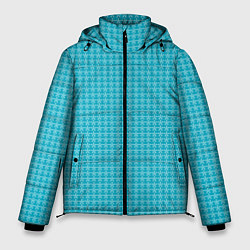 Куртка зимняя мужская Мелкие снежинки паттерн голубой, цвет: 3D-светло-серый