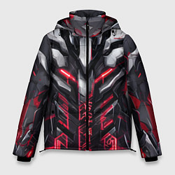 Куртка зимняя мужская Адская киберпанк броня красная, цвет: 3D-светло-серый