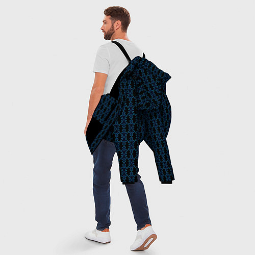 Мужская зимняя куртка Узоры чёрно-синий паттерн / 3D-Черный – фото 5