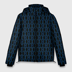 Куртка зимняя мужская Узоры чёрно-синий паттерн, цвет: 3D-черный
