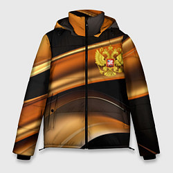 Мужская зимняя куртка Герб России на черном золотом фоне