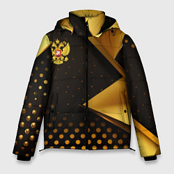 Мужская зимняя куртка Герб России на золотистой абстракции