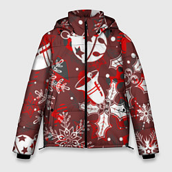Куртка зимняя мужская Рождественские узоры паттерны, цвет: 3D-черный