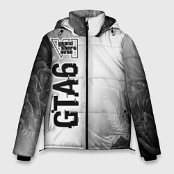 Куртка зимняя мужская GTA6 glitch на светлом фоне по-вертикали, цвет: 3D-черный