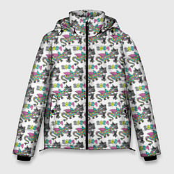 Куртка зимняя мужская Паттерн детский со Змеем Горынычем, цвет: 3D-светло-серый
