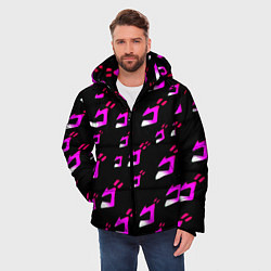 Куртка зимняя мужская JoJos Bizarre neon pattern logo, цвет: 3D-светло-серый — фото 2