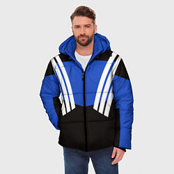 Куртка зимняя мужская Олимпийка 90х - полоски, цвет: 3D-черный — фото 2