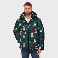 Куртка зимняя мужская Треугольные ёлки, цвет: 3D-красный — фото 2