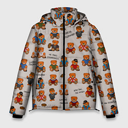 Куртка зимняя мужская Персонажи слово пацана - мишки, цвет: 3D-черный