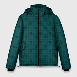 Куртка зимняя мужская Зелёный квадраты паттерн, цвет: 3D-светло-серый