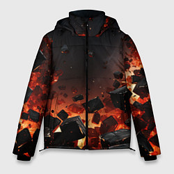 Куртка зимняя мужская Взрыв плит и огонь, цвет: 3D-черный