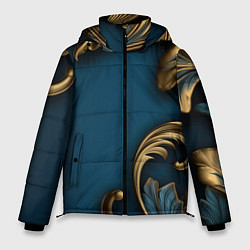 Куртка зимняя мужская Золотые узоры на синем фоне, цвет: 3D-светло-серый
