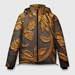 Куртка зимняя мужская Лепнина золотые узоры на черном, цвет: 3D-красный