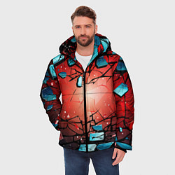 Куртка зимняя мужская Взрыв камне абстракция, цвет: 3D-черный — фото 2