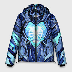 Куртка зимняя мужская Синий череп киберпанк, цвет: 3D-светло-серый