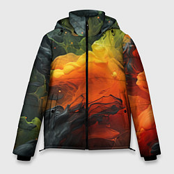 Куртка зимняя мужская Взрыв оранжевой краски, цвет: 3D-красный