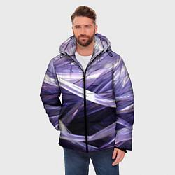 Куртка зимняя мужская Фиолетовые прозрачные полосы, цвет: 3D-черный — фото 2
