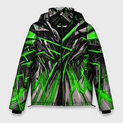 Куртка зимняя мужская Череп и зелёные полосы, цвет: 3D-светло-серый