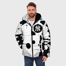 Куртка зимняя мужская New York yankees - baseball team pattern, цвет: 3D-черный — фото 2