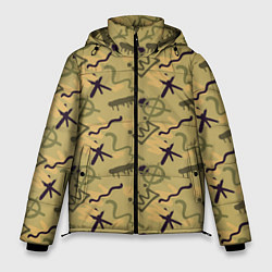Куртка зимняя мужская Разноцветный узор из каракулей, цвет: 3D-светло-серый