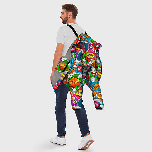 Мужская зимняя куртка Bang Boom Ouch pop art pattern / 3D-Светло-серый – фото 5