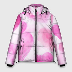 Куртка зимняя мужская Розовые сердечки акварель, цвет: 3D-светло-серый