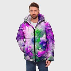 Куртка зимняя мужская Паттерн цветов, цвет: 3D-черный — фото 2
