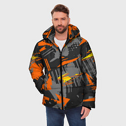 Куртка зимняя мужская Разноцветная текстурная геометрия, цвет: 3D-светло-серый — фото 2