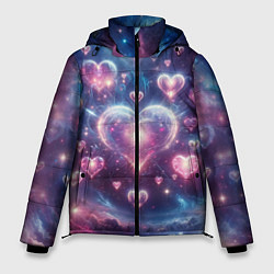 Куртка зимняя мужская Космические сердца - звезды, цвет: 3D-черный