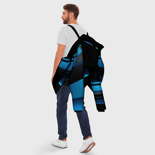 Мужская зимняя куртка Черная и синяя геометрическая абстракция / 3D-Черный – фото 5