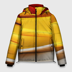 Куртка зимняя мужская Желтая абстракция с оранжевой волной, цвет: 3D-светло-серый