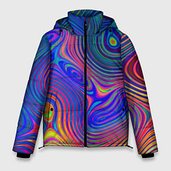 Куртка зимняя мужская Яркая абстракция волнистых линий, цвет: 3D-светло-серый