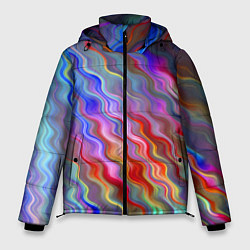 Куртка зимняя мужская Волнистые разноцветные линии, цвет: 3D-красный