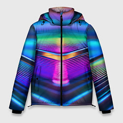 Куртка зимняя мужская Неоновые линии платформы, цвет: 3D-светло-серый