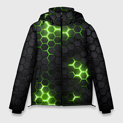 Куртка зимняя мужская Неоновый зеленый, цвет: 3D-светло-серый