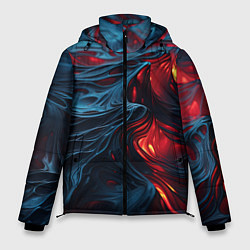 Куртка зимняя мужская Яркая волнистая абстракция, цвет: 3D-красный
