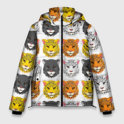 Куртка зимняя мужская Дикие цветные кошки, цвет: 3D-светло-серый