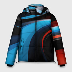 Куртка зимняя мужская Черные и синии волны спортивный стиль, цвет: 3D-красный