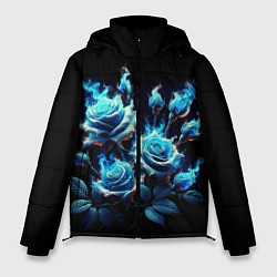 Куртка зимняя мужская Розы в голубом огне, цвет: 3D-светло-серый