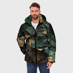 Куртка зимняя мужская Реалистичный камуфляж из листьев, цвет: 3D-красный — фото 2